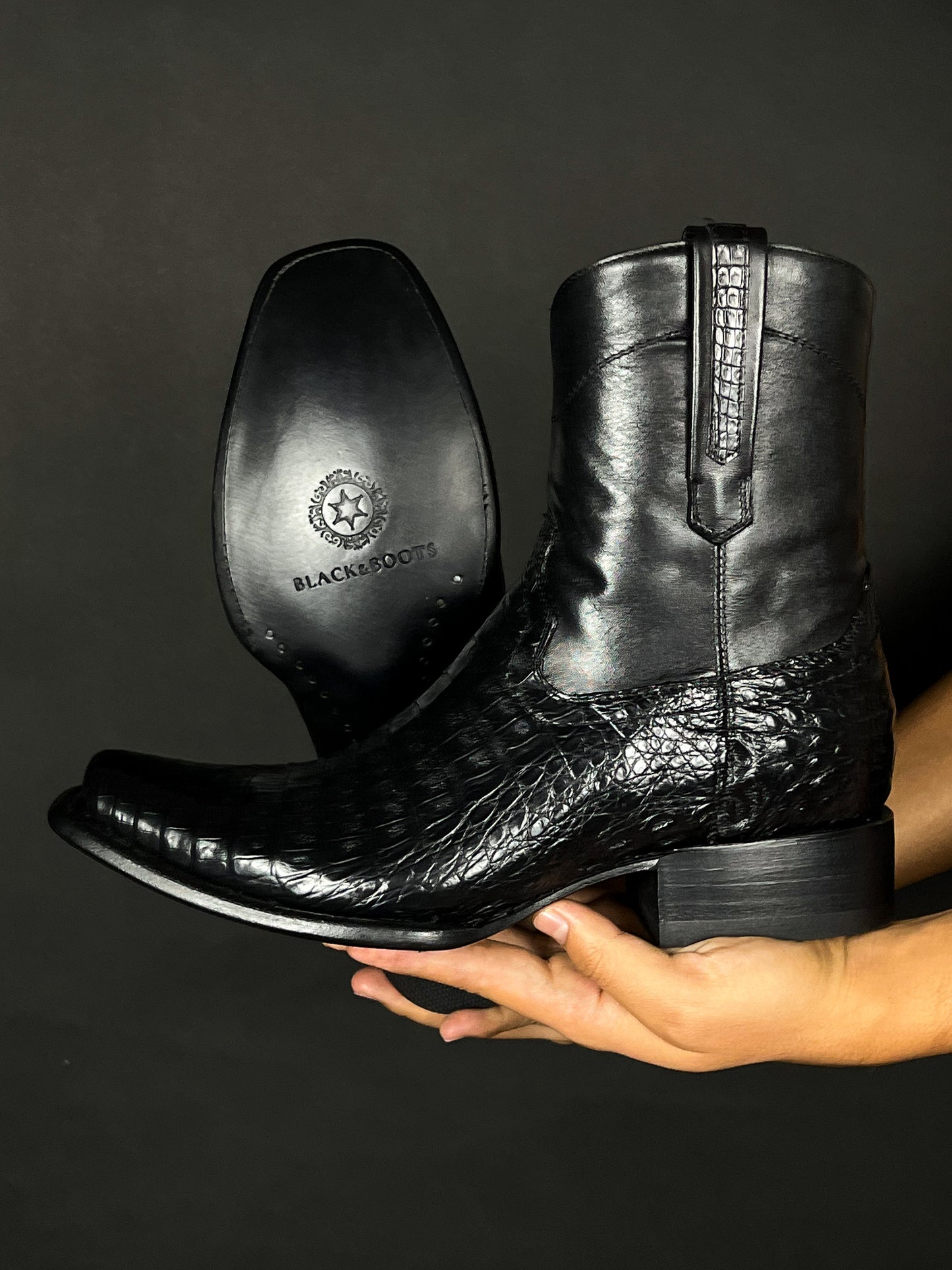 EDGAR BROWN CROCODILE BOOTS 