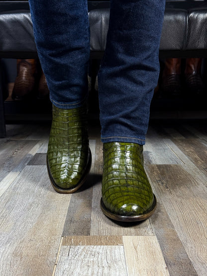 EMMA GREEN FULL COCODRILO FUSCUS BOOTS OVAL