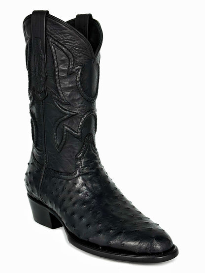 COWBOY BLACK AVESTRUZ BOOTS OVAL