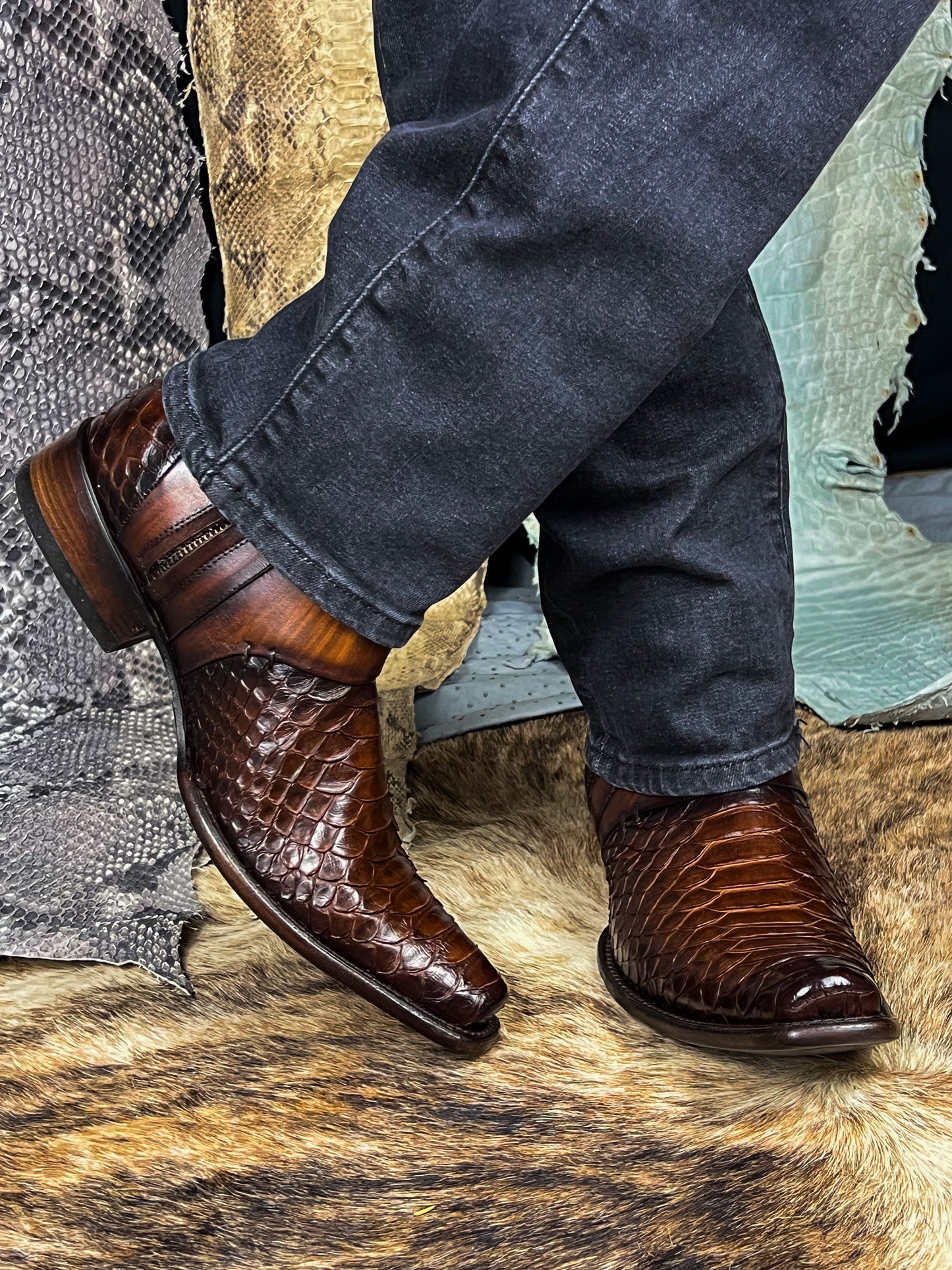 PAULO BROWN PITON BOOTS