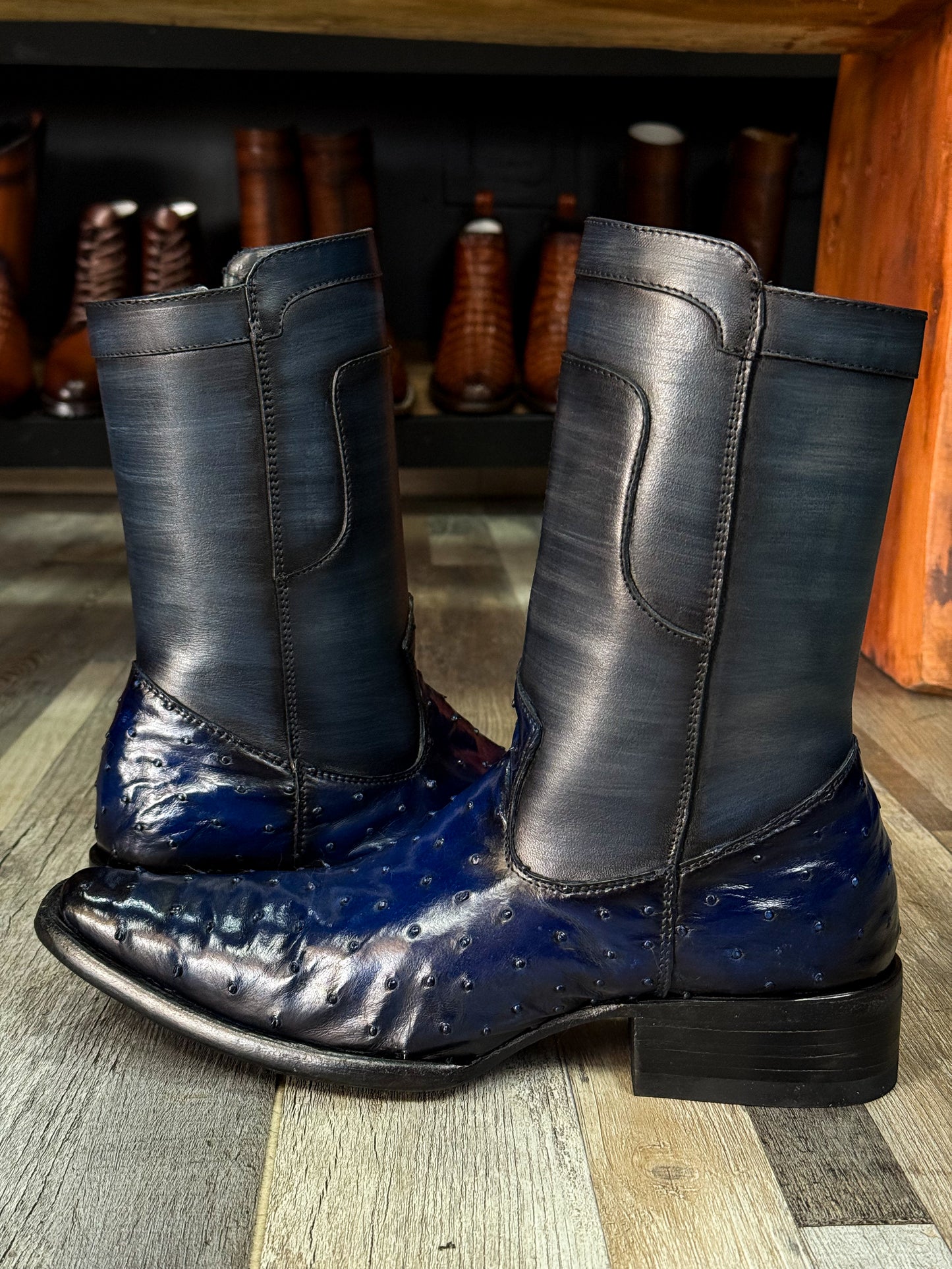 EMMA BROWN OSTRICH BOOTS 
