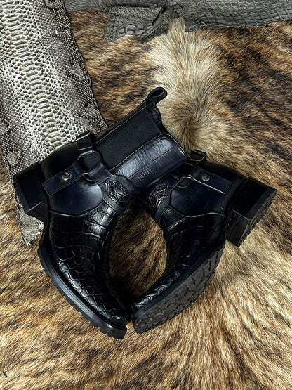 CARLO BLACK COCODRILO BOOTS