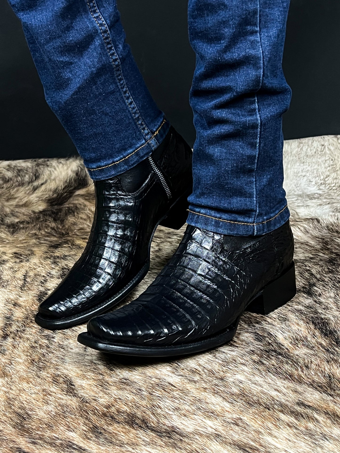 EDGAR BROWN CROCODILE BOOTS 