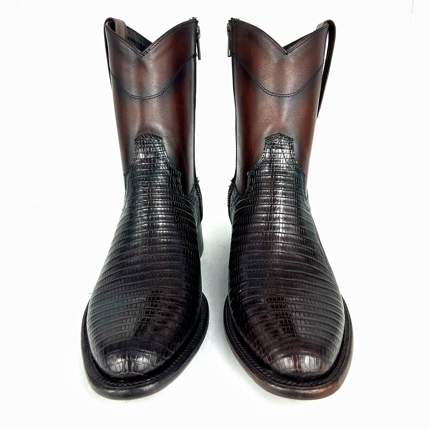 EMMA DARK BROWN LIZARD BOOTS