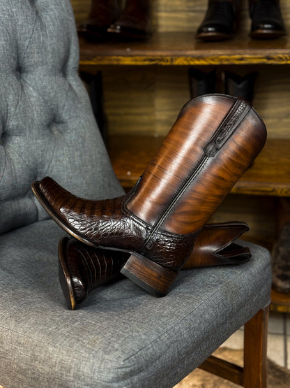 EDGAR BROWN CROCODILE BOOTS 