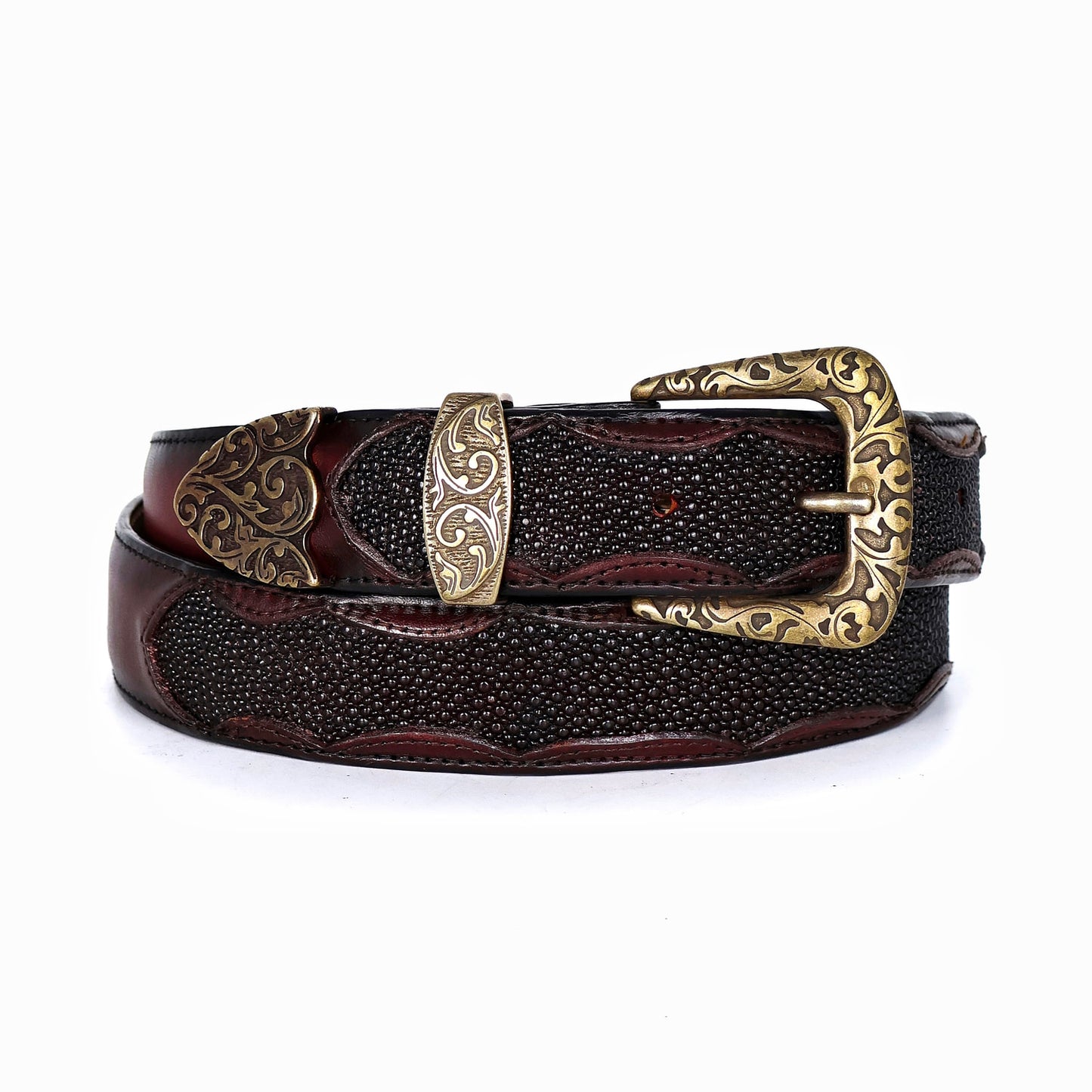 CINTO MANTARRAYA 3 HEBILLAS VINO