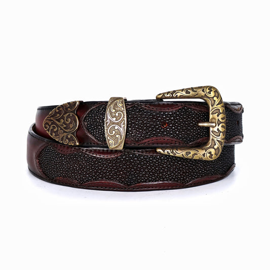 CINTO MANTARRAYA 3 HEBILLAS VINO