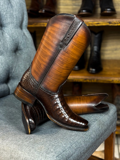 EDGAR BROWN CROCODILE BOOTS 