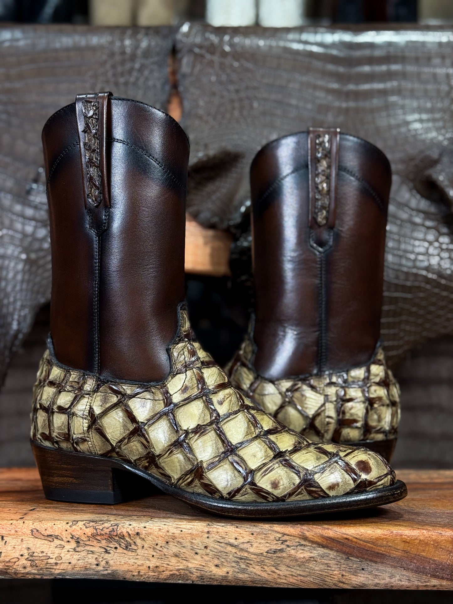 CARLO BROWN PITON BOOTS 
