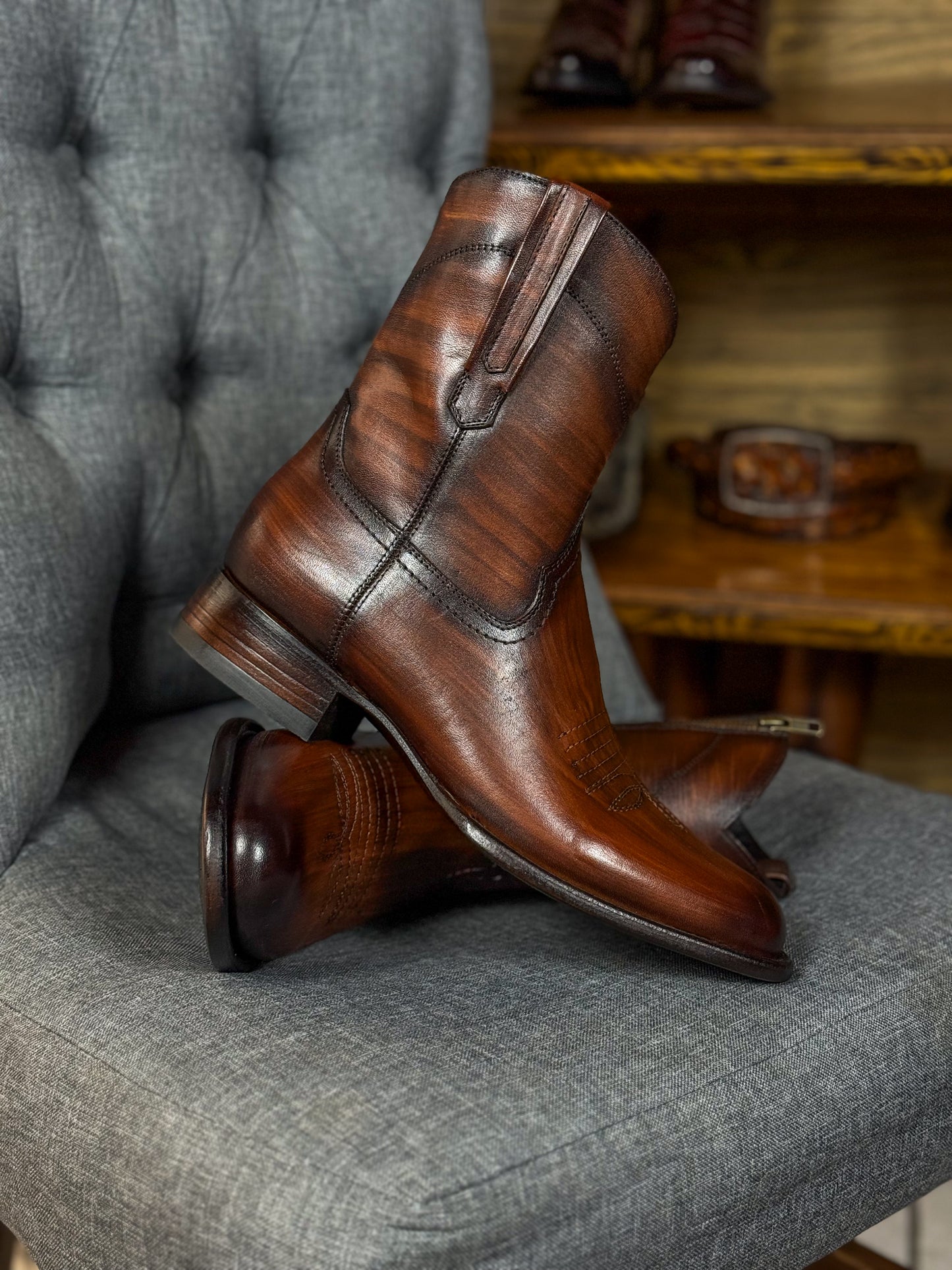 CARLO BROWN PITON BOOTS 