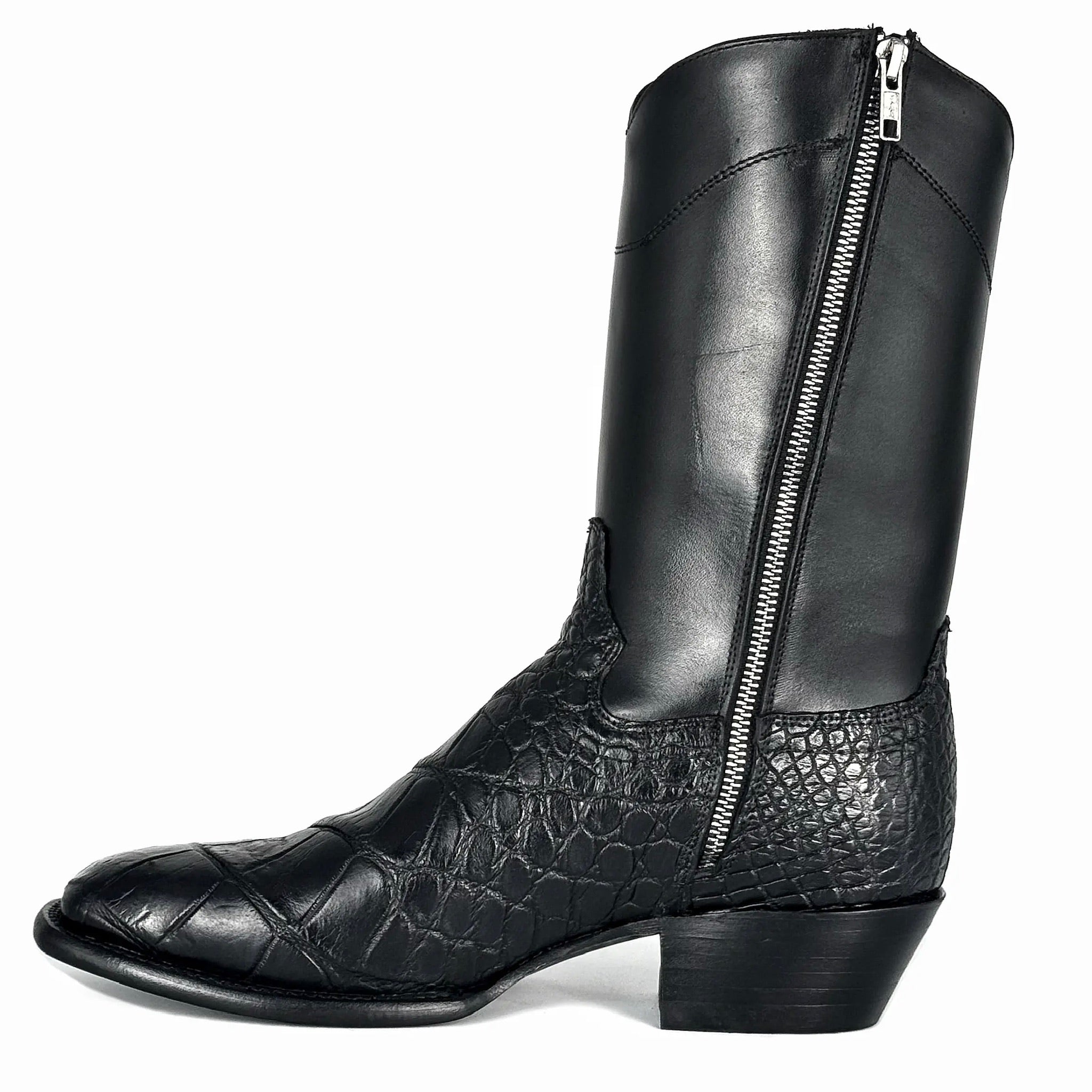 EMMA HIGH NEGRO COCODRILO ALIGATOR FRANCESA