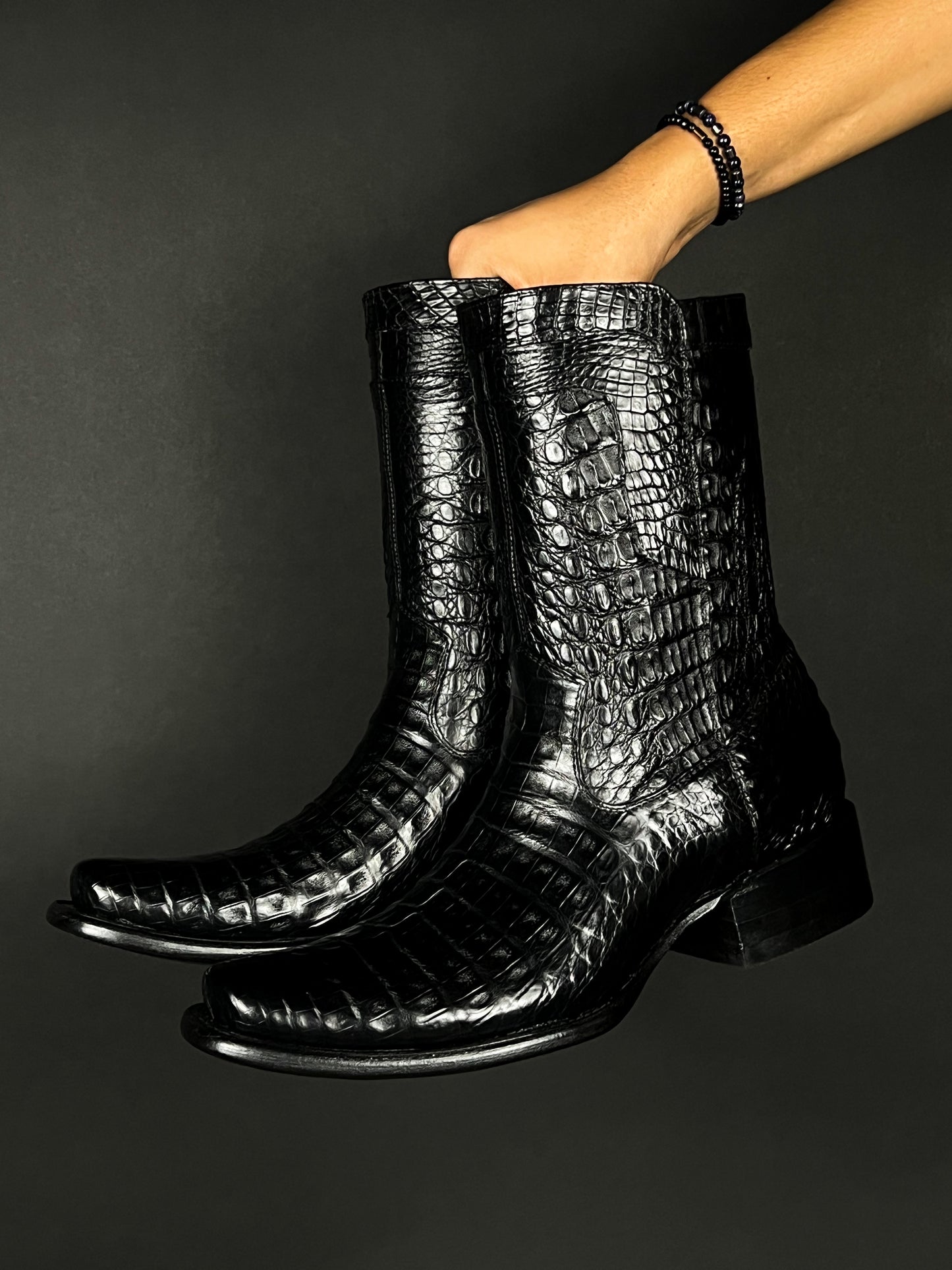 CHRISTIAN BLACK FULL COCODRILO BOOTS