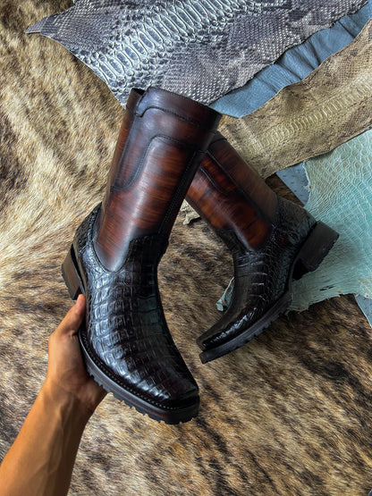 CHRISTIAN BROWN CROCODRILO BOOTS (TRACK)