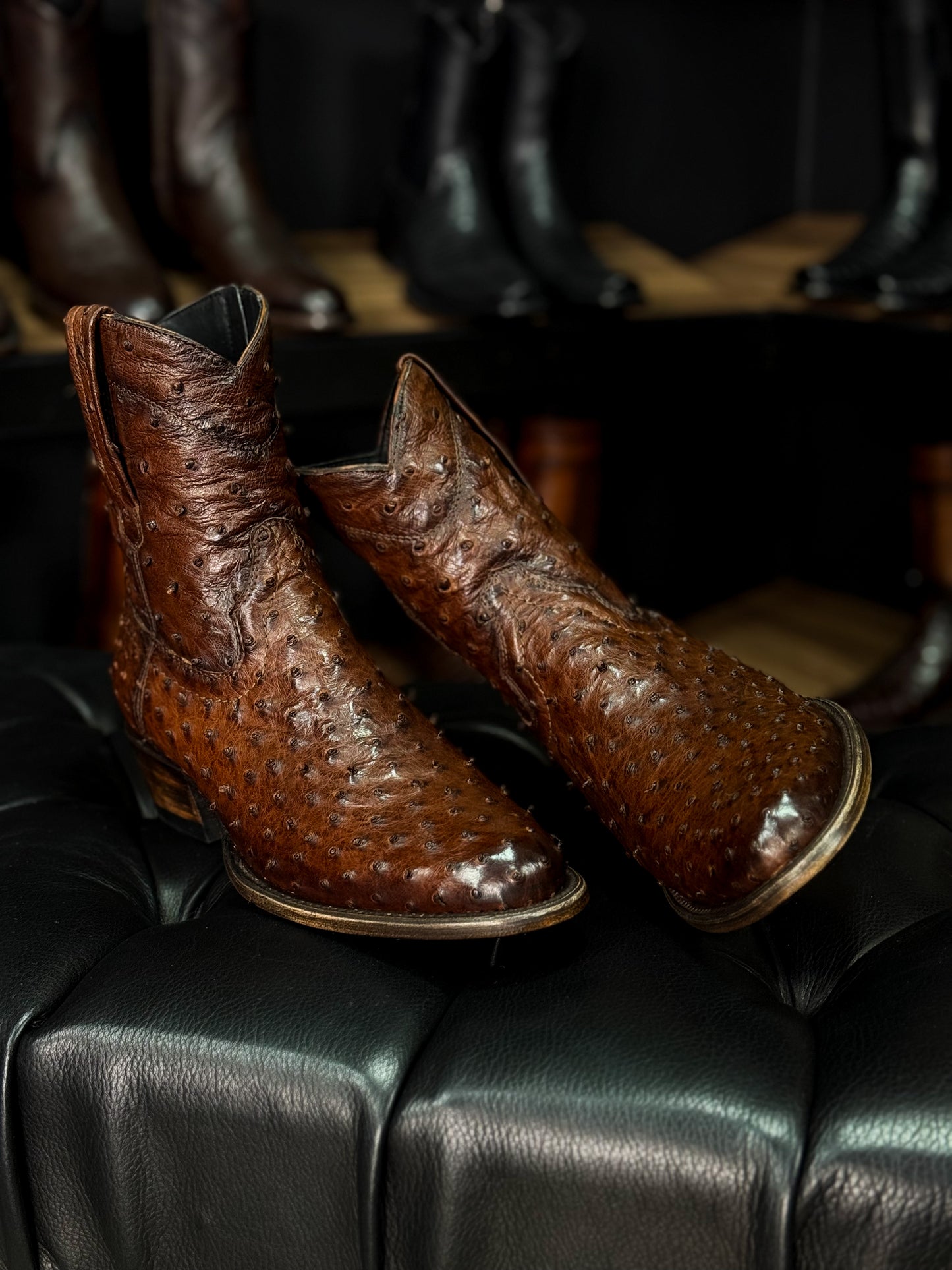 EMMA BROWN FULL AVESTRUZ BOOTS OVAL