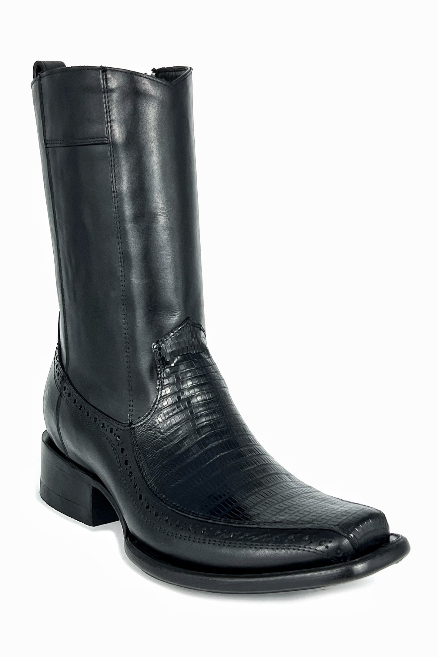 BLACK FLORETA LIZARD BOOTS