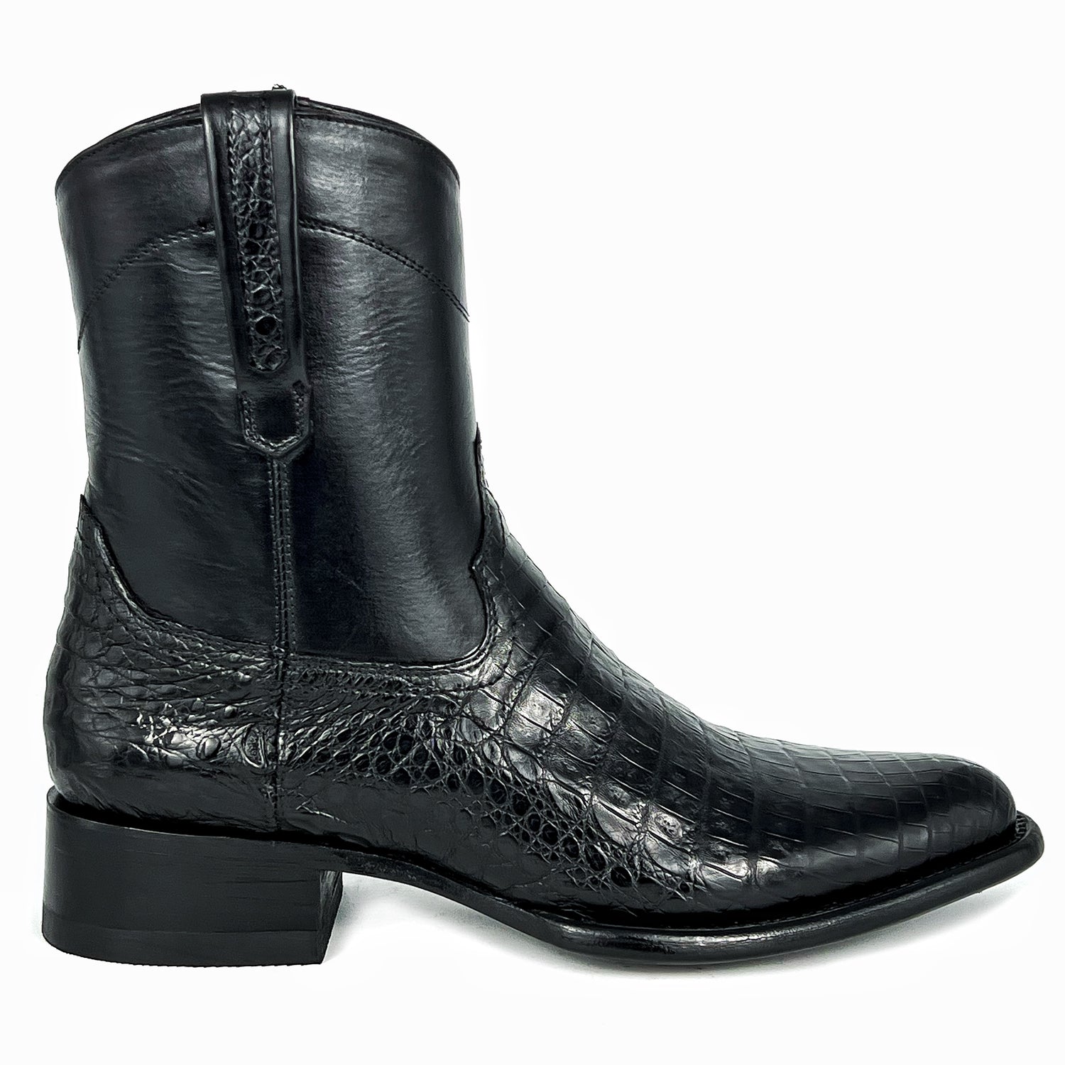 EMMA BLACK COCODRILO FUSCUS BOOTS OVAL