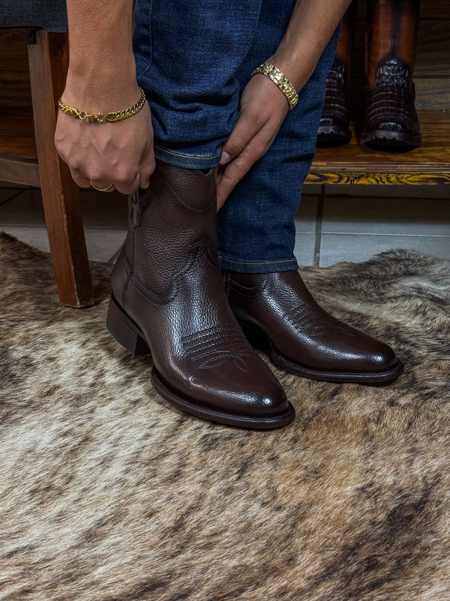 CARLO BROWN PITON BOOTS 