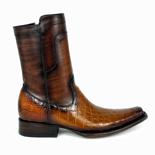 EDGAR BROWN CROCODILE BOOTS 