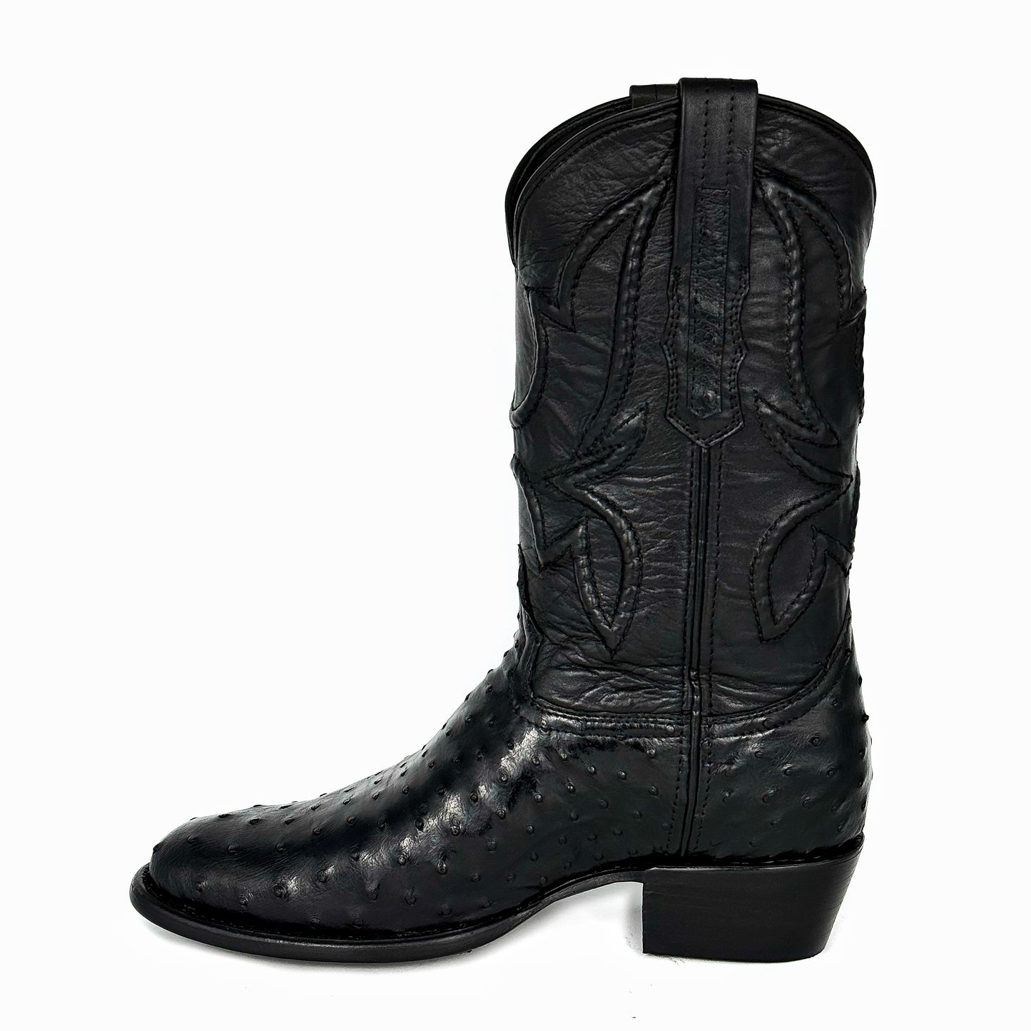 COWBOY BLACK AVESTRUZ BOOTS OVAL