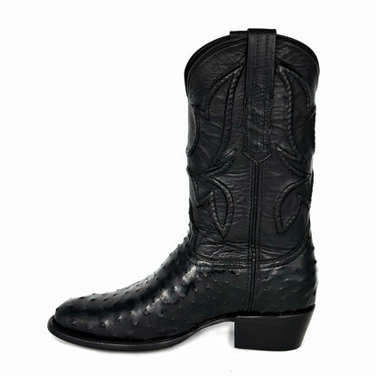 COWBOY BLACK AVESTRUZ BOOTS OVAL