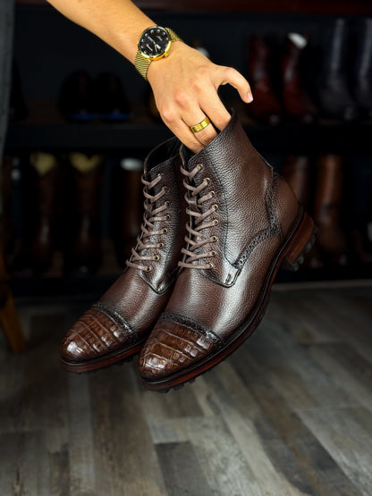 CARLO BROWN PITON BOOTS 