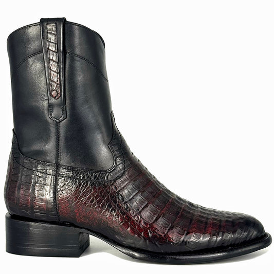 EMMA RED BLACK COCODRILO FUSCUS BOOTS OVAL