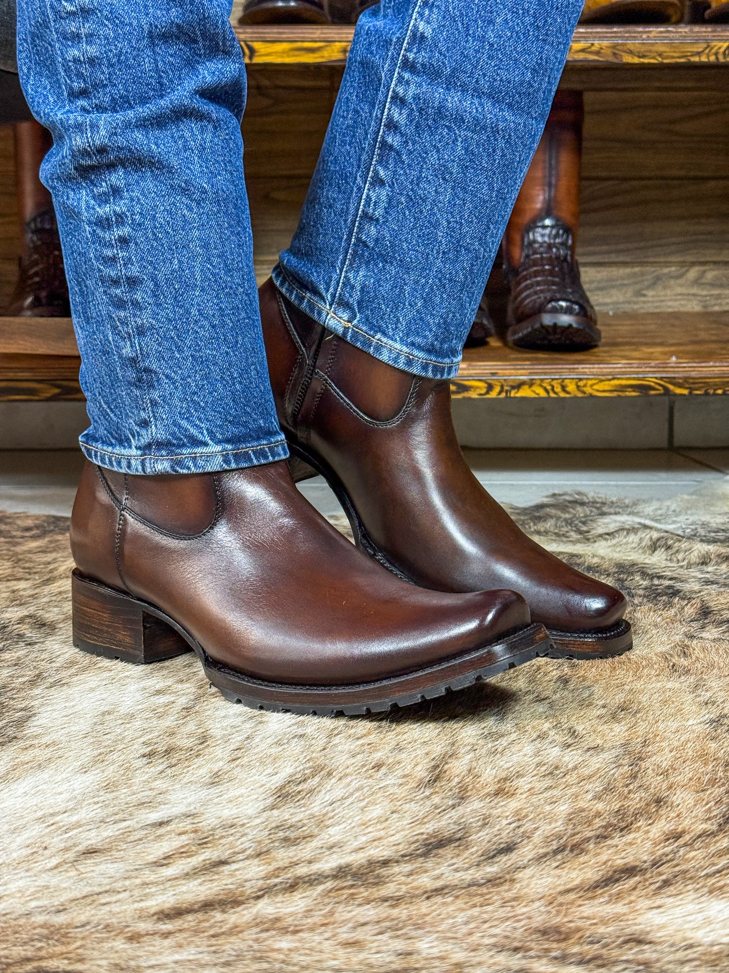 CARLO BROWN PITON BOOTS 