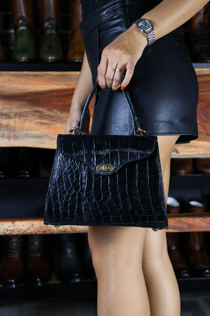 BOLSA COCODRILO NEGRO PARA DAMA