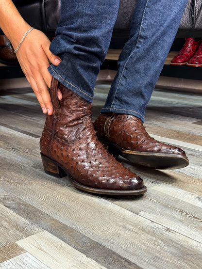 EMMA BROWN FULL AVESTRUZ BOOTS OVAL