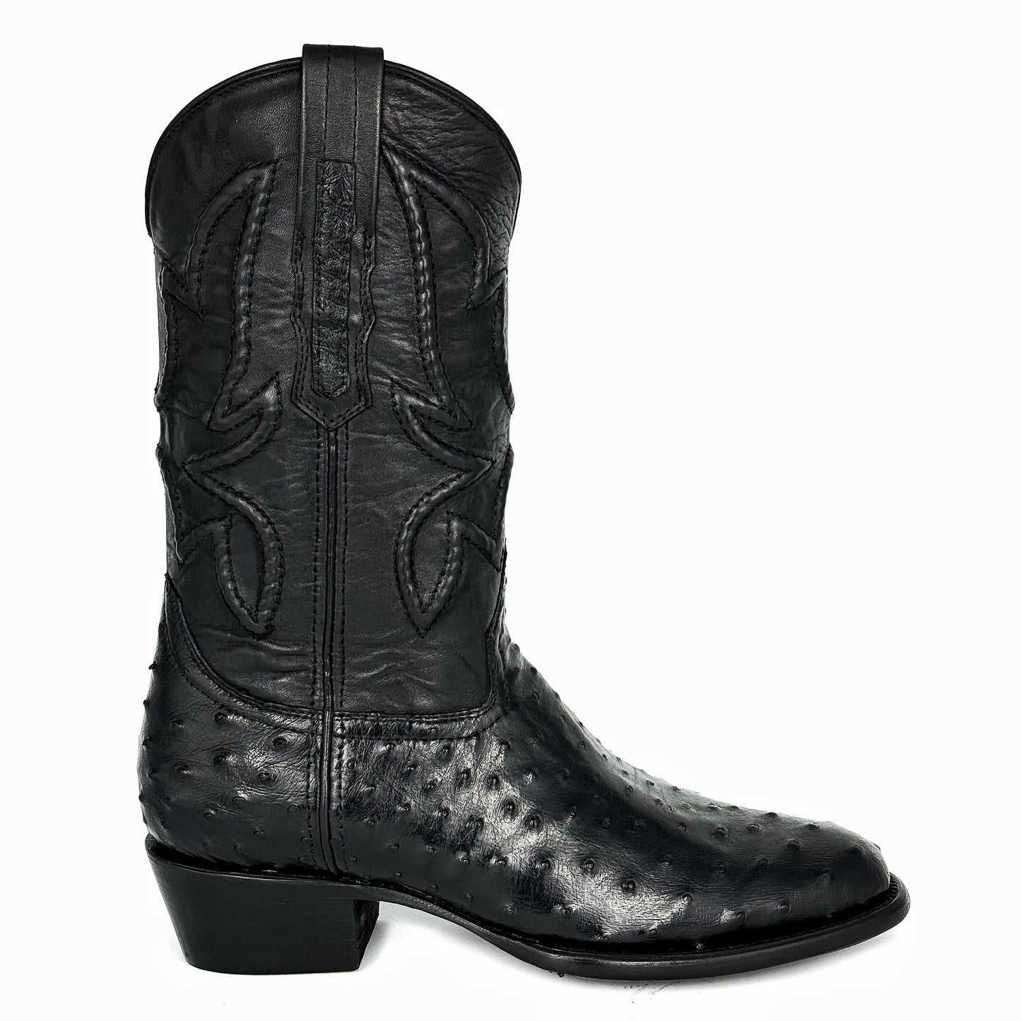 COWBOY BLACK AVESTRUZ BOOTS OVAL