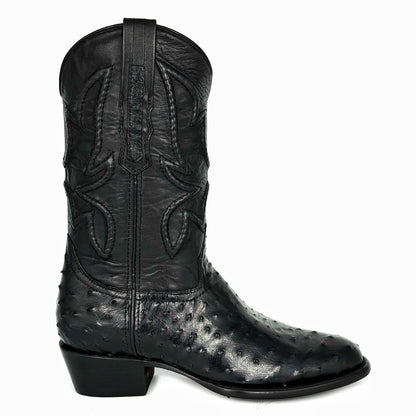 COWBOY BLACK AVESTRUZ BOOTS OVAL