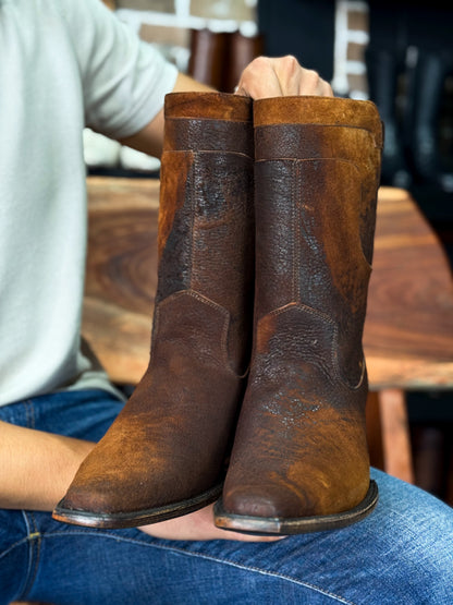 EMMA BROWN OSTRICH BOOTS 