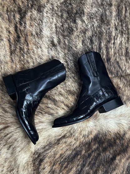 EMMA BLACK COCODRILO BOOTS