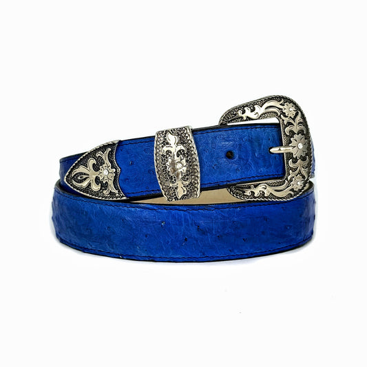 CINTO AVESTRUZ 3 HEBILLAS BLUE