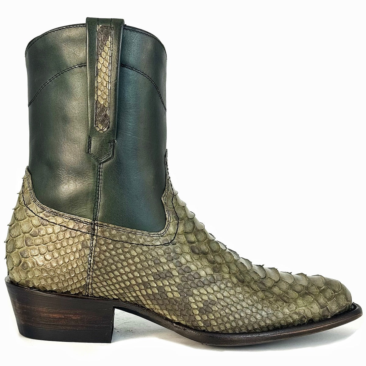 EMMA GREEN PITON BOOTS OVAL