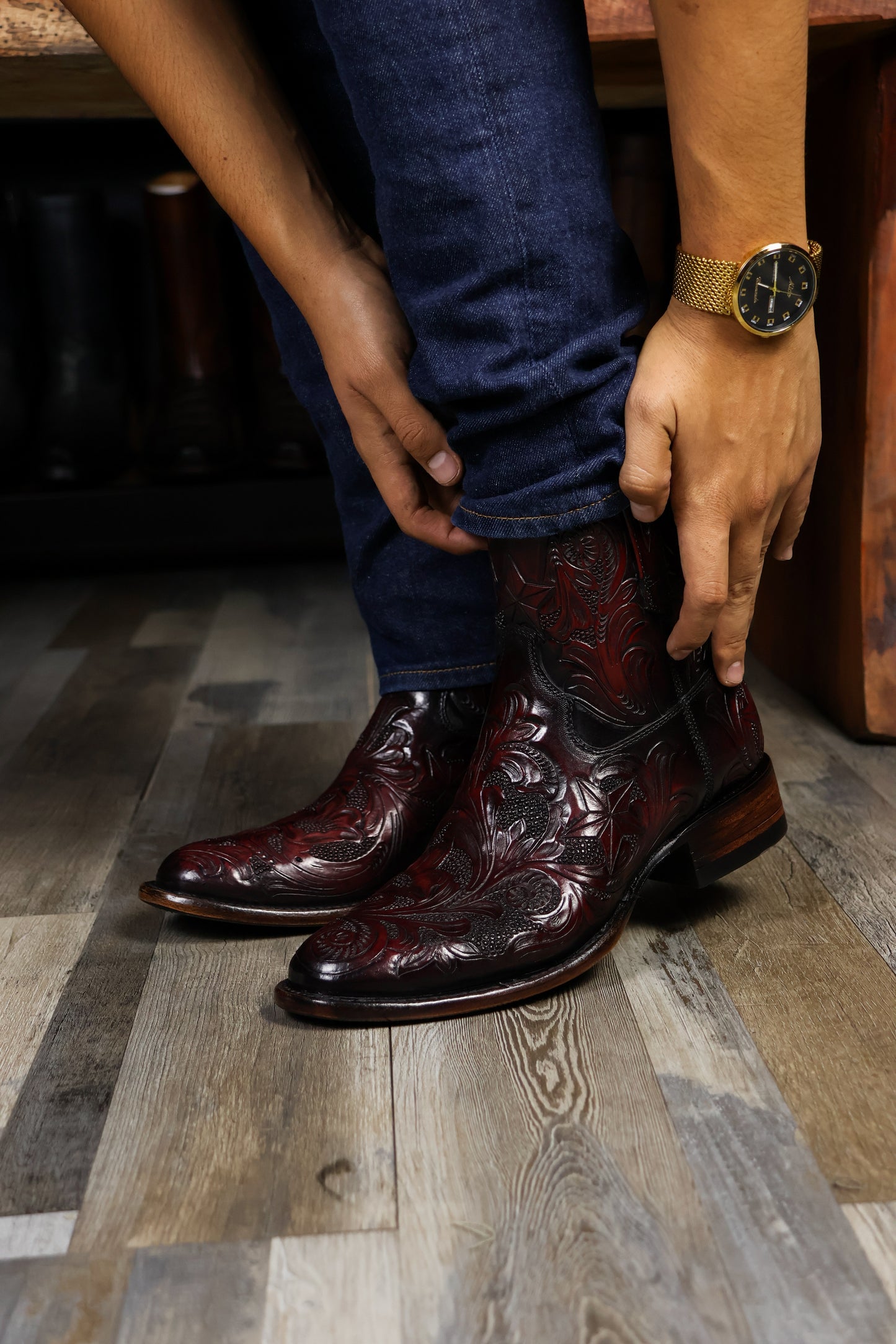 CARLO BROWN PITON BOOTS 