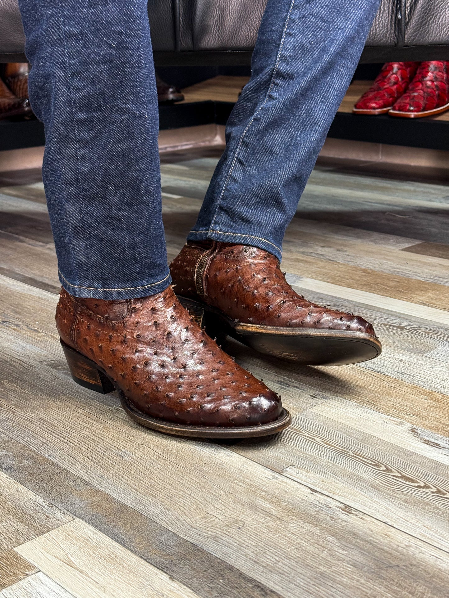 EMMA BROWN FULL AVESTRUZ BOOTS OVAL