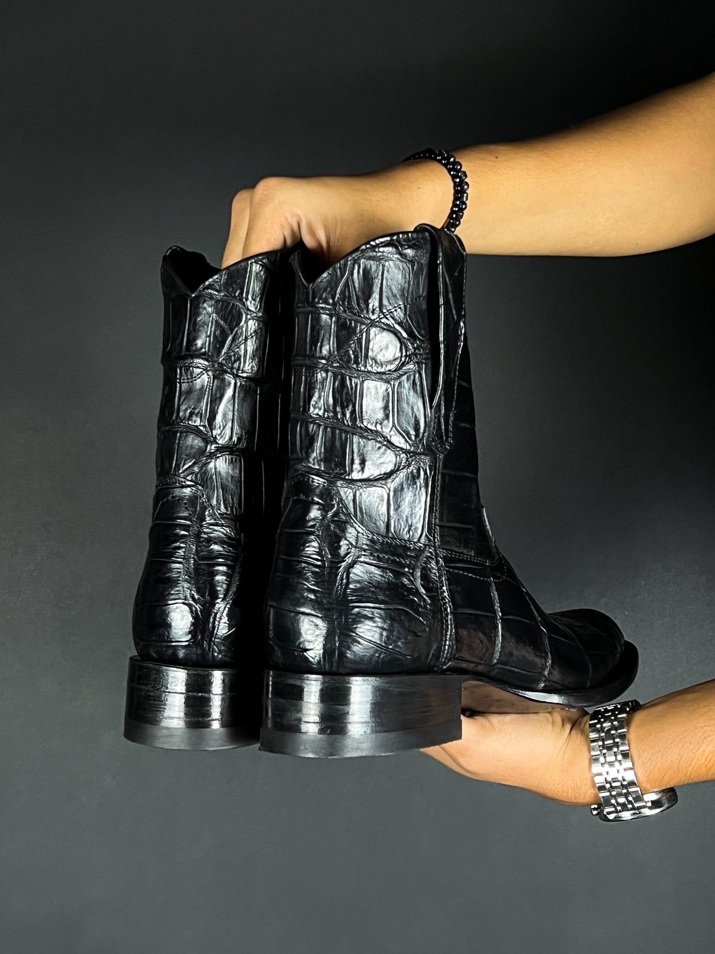 EMMA BLACK FULL COCODRILO BOOTS