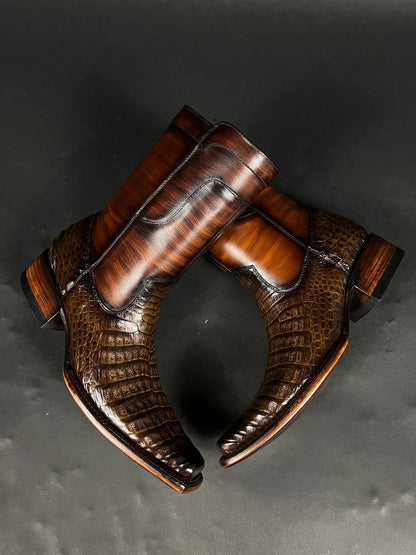 EDGAR BROWN CROCODILE BOOTS 