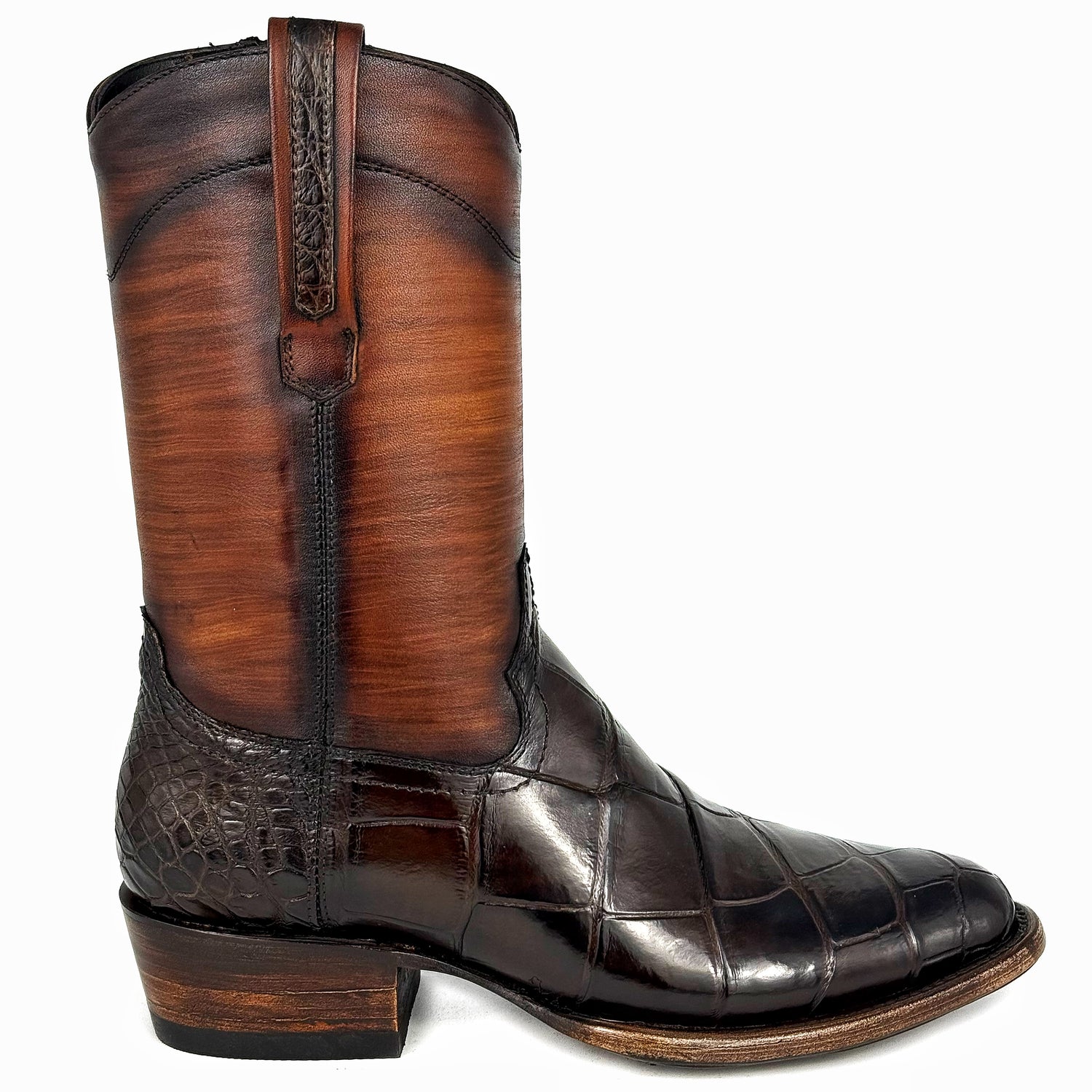EMMA HIGH DARK BROWN COCODRILO ALLIGATOR OVAL
