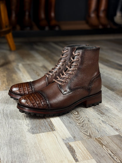 CARLO BROWN PITON BOOTS 