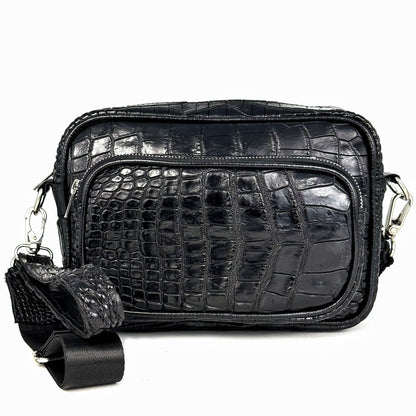 BANDOLERA BLACK COCODRILO DOS BOLSAS