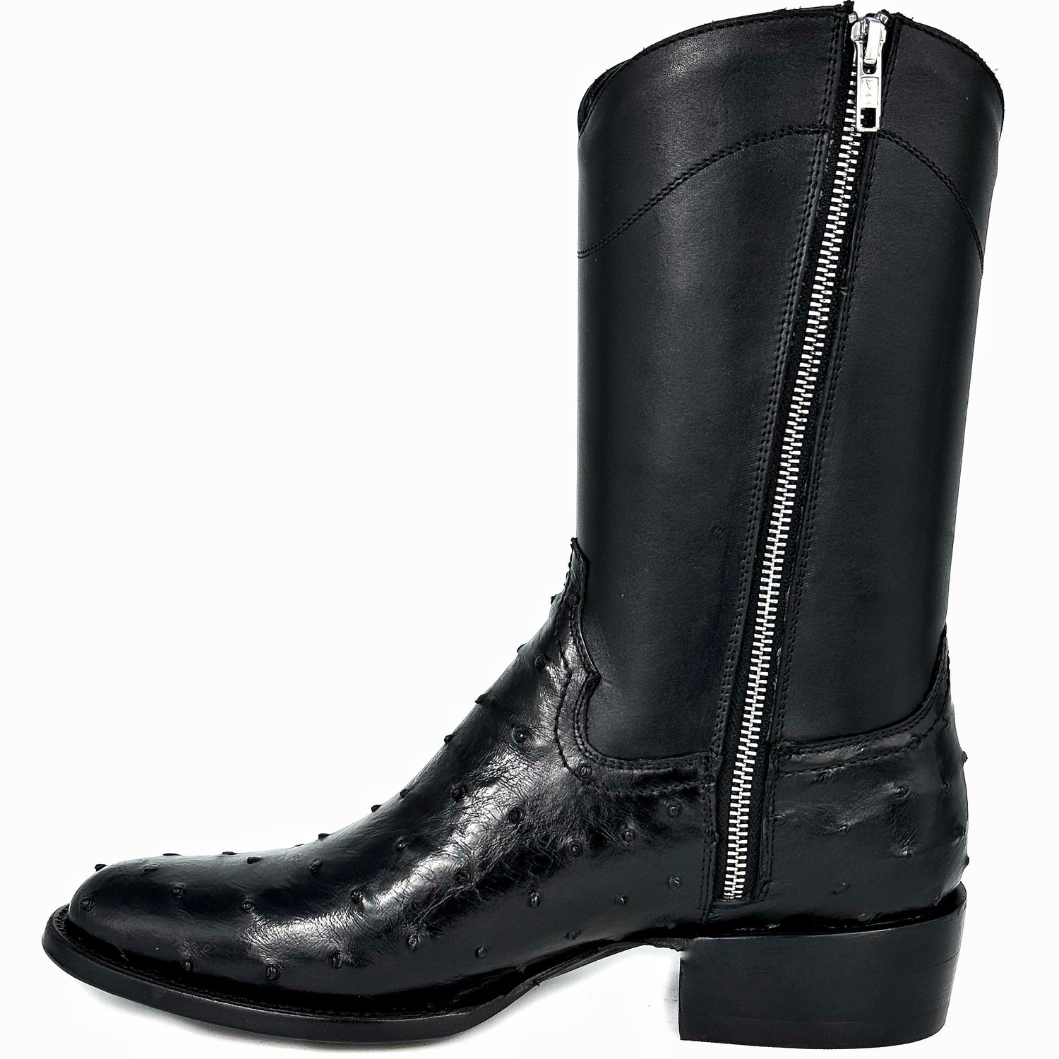 EMMA HIGH BLACK AVESTRUZ BOOTS OVAL
