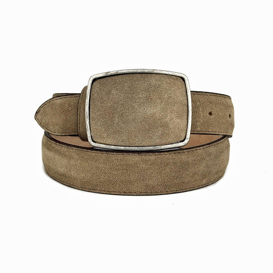 CINTO GAMUZA BEIGE HEBILLA CUADRADA