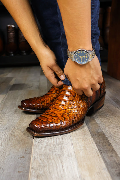 EMMA BROWN OSTRICH BOOTS 