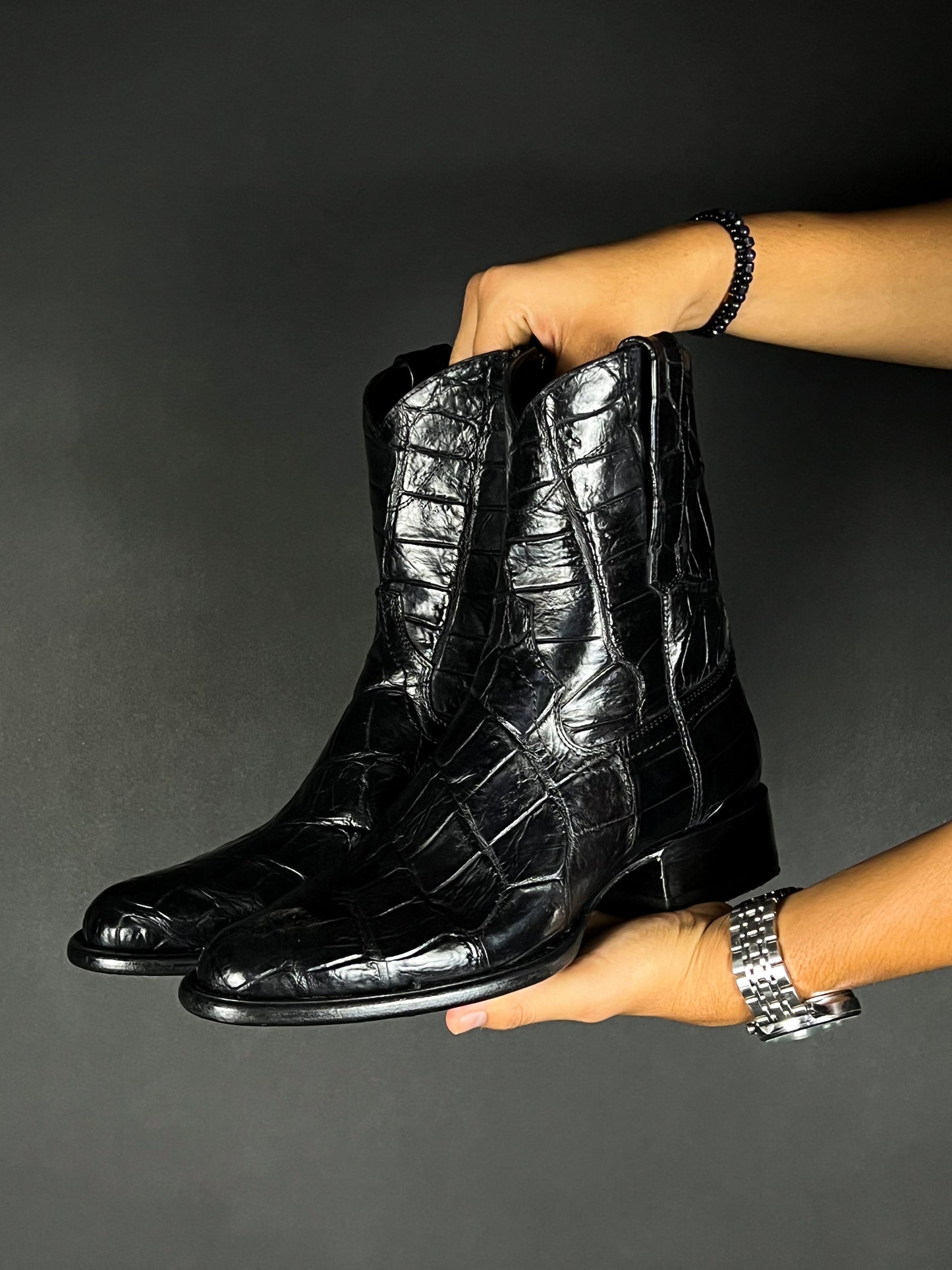 EMMA BLACK FULL COCODRILO BOOTS