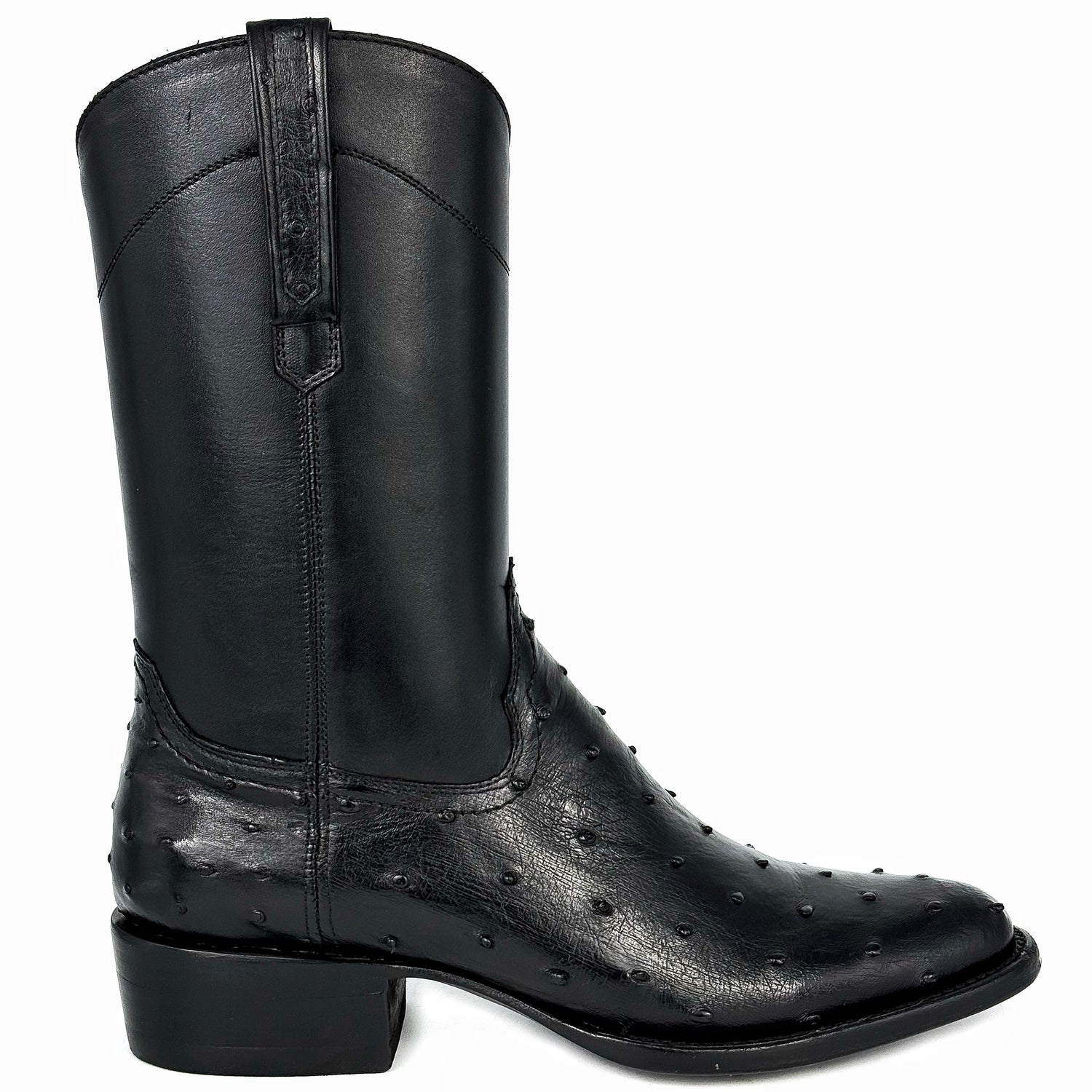 EMMA HIGH BLACK AVESTRUZ BOOTS OVAL