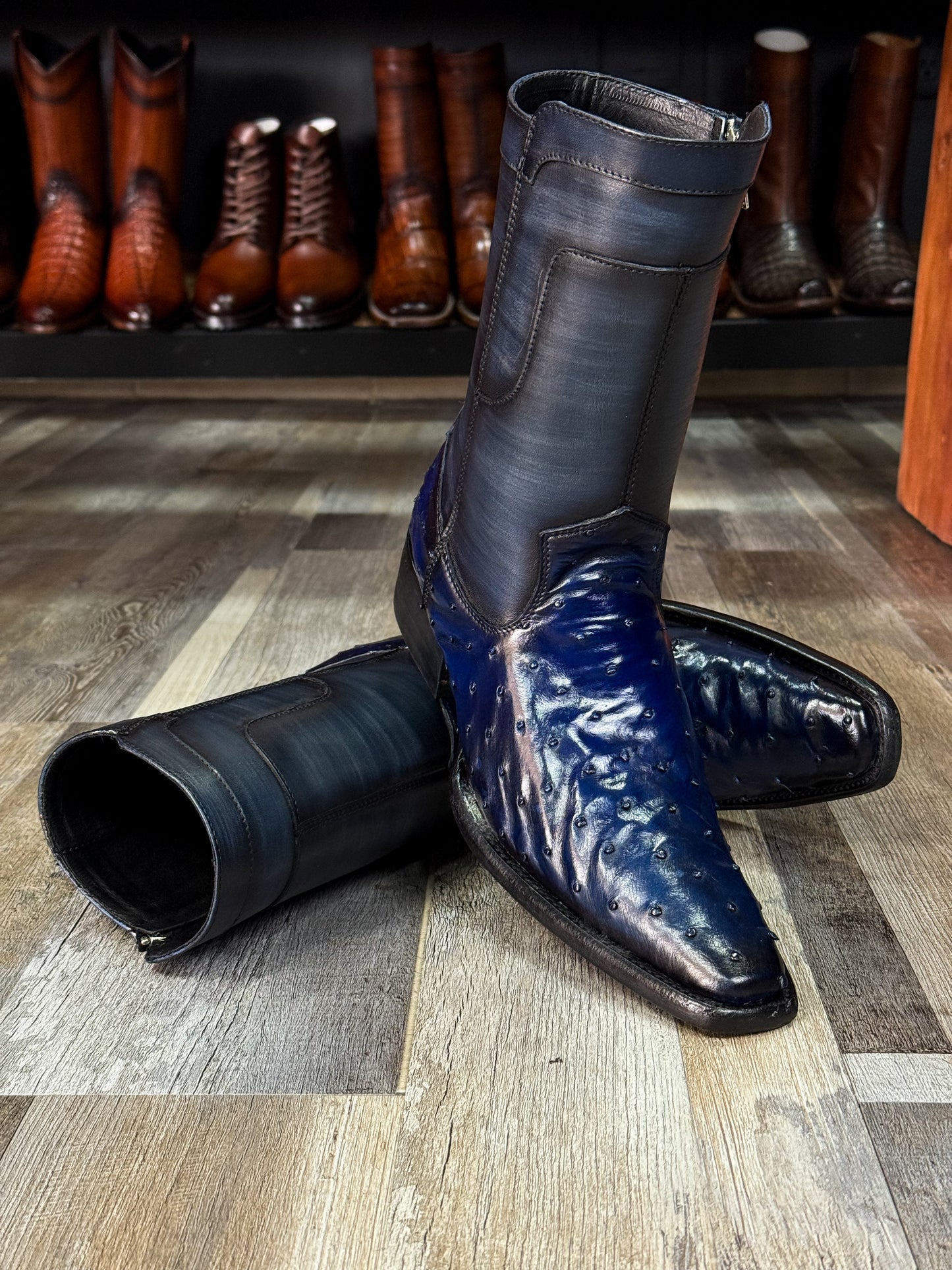 EMMA BROWN OSTRICH BOOTS 