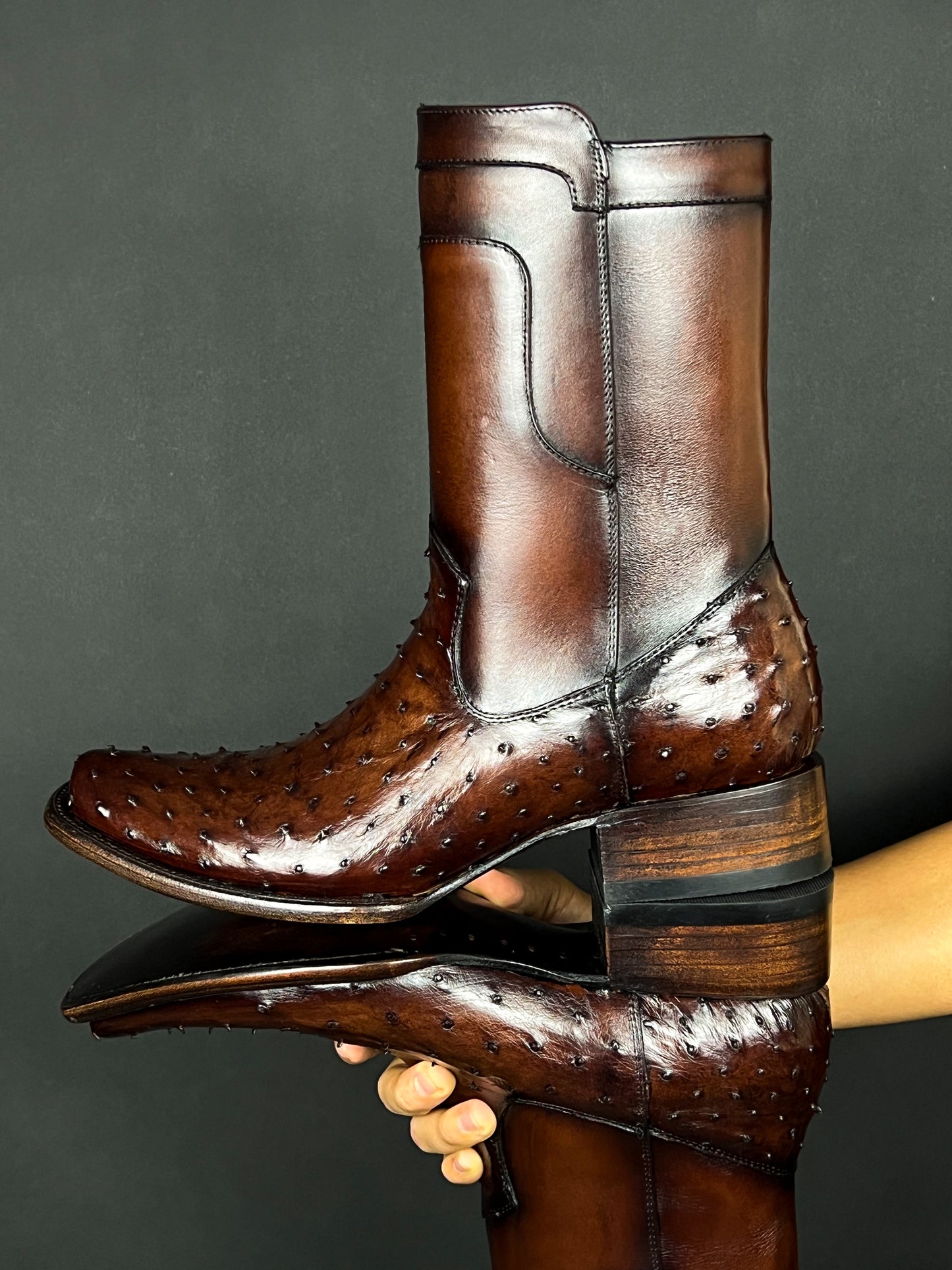 CHRISTIAN BROWN AVESTRUZ BOOTS