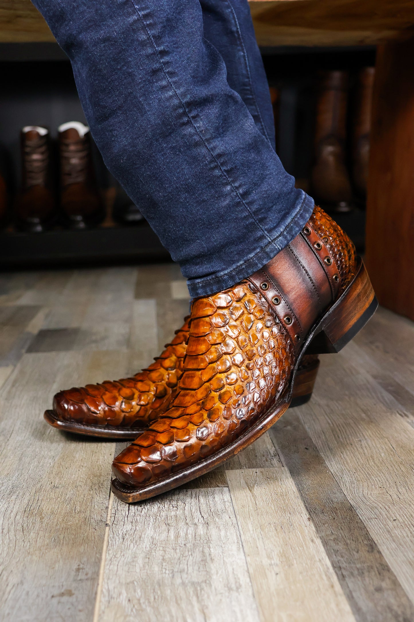 EMMA BROWN OSTRICH BOOTS 